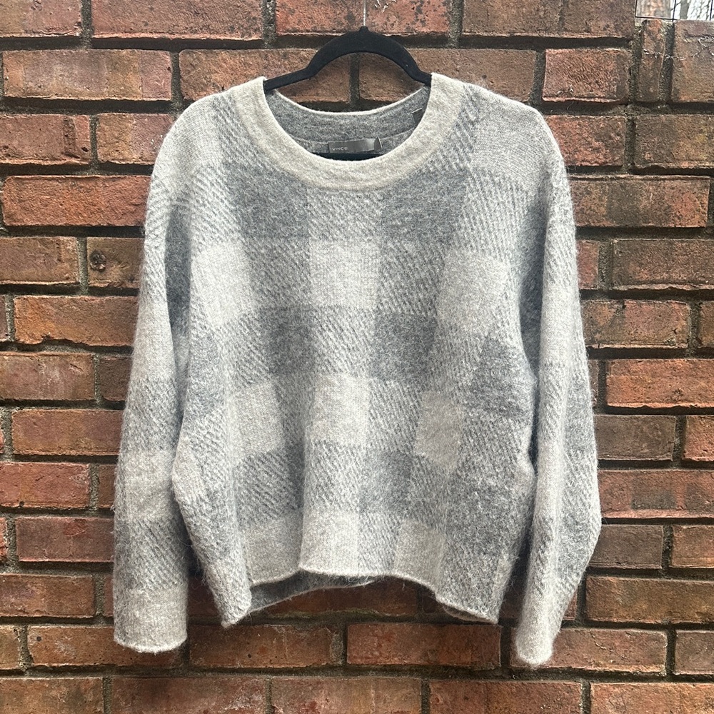Vince. Gray Checkered Women's Sweater